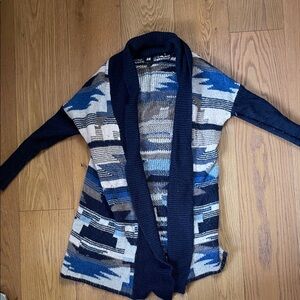 H&M Blue and Gray Patterned Cardigan
